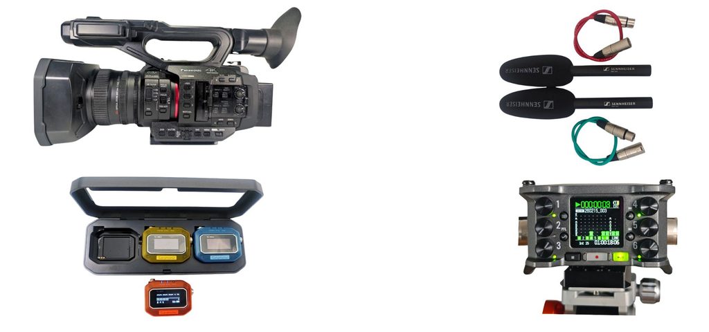 Zoom F6 und Mikrofone und Saramonic TC Neo Kit für eine Tonaufnahme