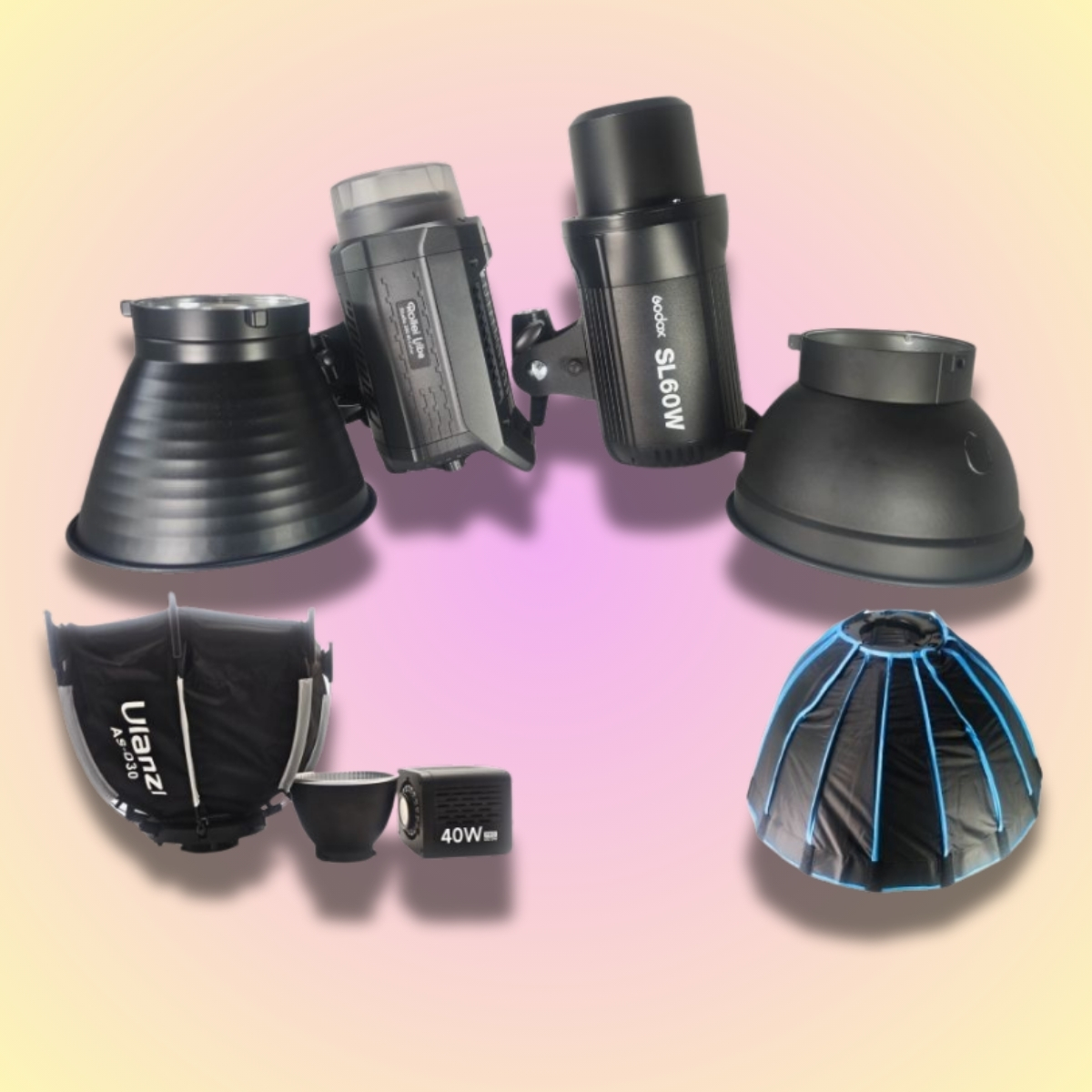Licht-Kit mieten mit Godox SL60W, Ulanzi 40W LED und Softboxen zum Mieten