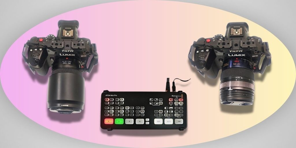 Streaming-Kit Basis mit zwei Panasonic GH6 und ATEM Mini Pro zum Mieten