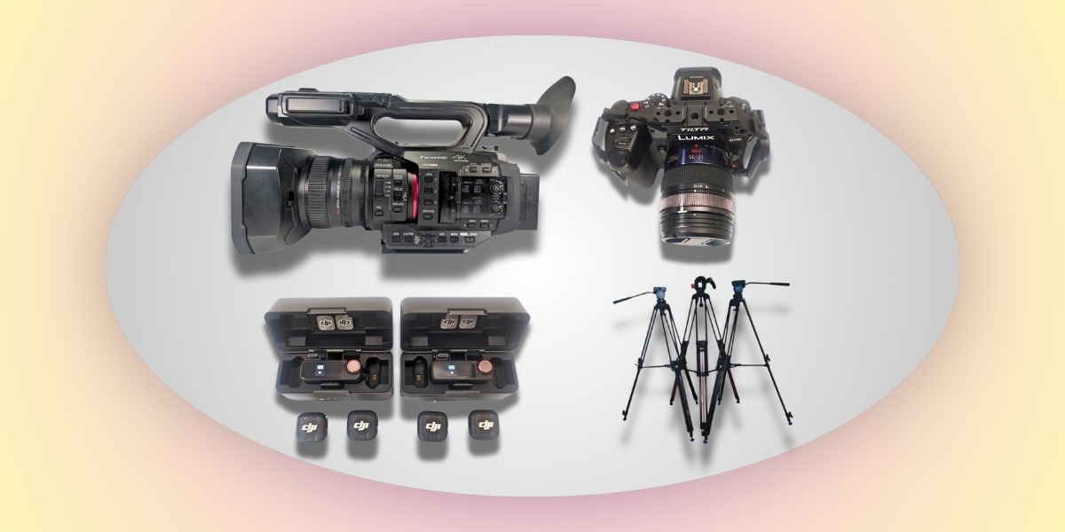 Business & Event Recording Kit mit Panasonic HC-X2, GH6, DJI Mics 3 und Stativen